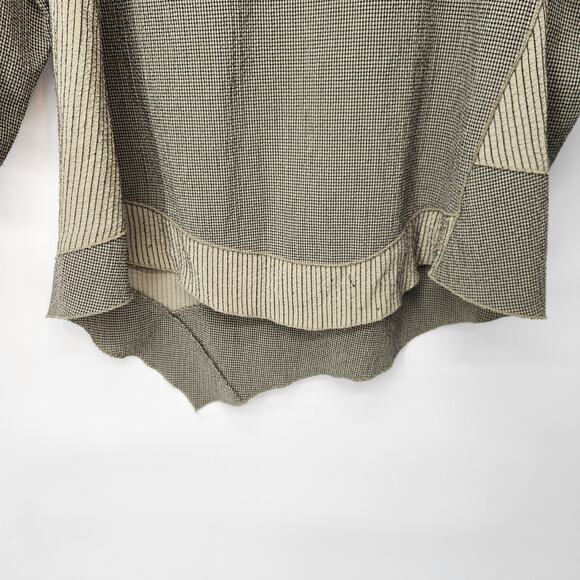 Habitat Green Checked Lagenlook Asymmetrical Seersucker Tunic Women's L - Picture 7 of 8